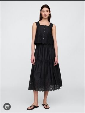 Black Eyelet Cotton Matching Set